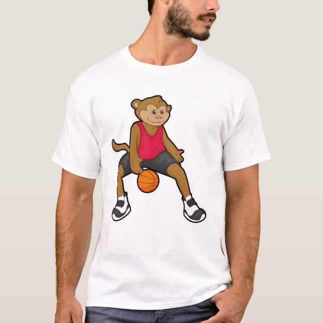 Affe als Basketballspieler mit Basketball T-Shirt (Vorderseite)