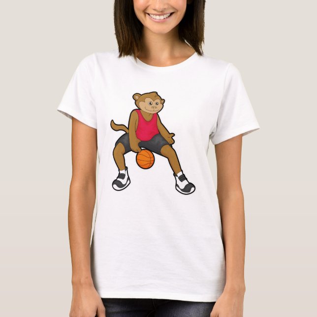 Affe als Basketballspieler mit Basketball T-Shirt (Vorderseite)