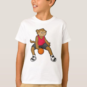 Affe als Basketballspieler mit Basketball T-Shirt