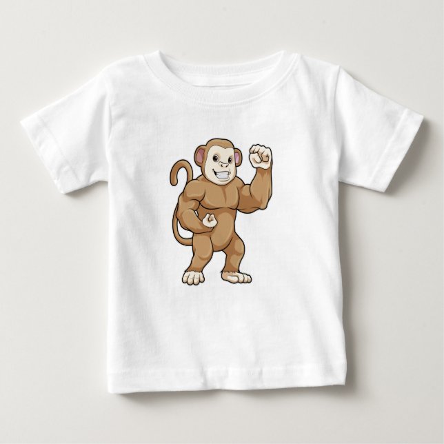 Affe als Bodybuilder in der Bodybuilding Baby T-shirt (Vorderseite)