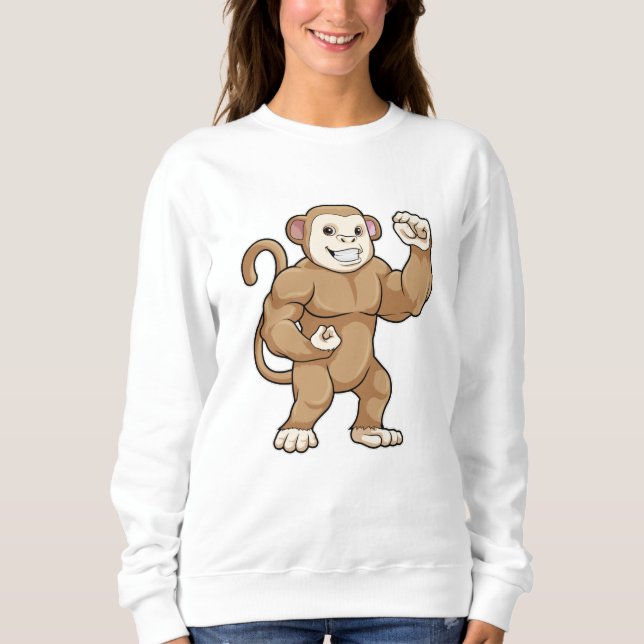 Affe als Bodybuilder in der Bodybuilding Sweatshirt (Vorderseite)