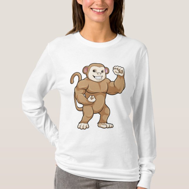 Affe als Bodybuilder in der Bodybuilding T-Shirt (Vorderseite)