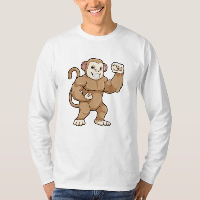 Affe als Bodybuilder in der Bodybuilding T-Shirt (Vorderseite)