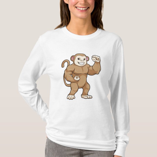 Affe als Bodybuilder in der Bodybuilding T-Shirt (Vorderseite)