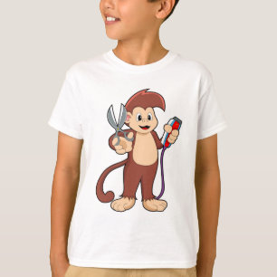 Affe als Friseur mit Schere & Razor T-Shirt