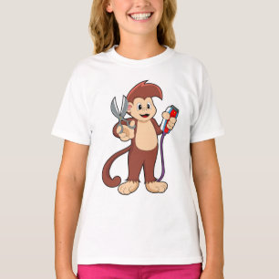 Affe als Friseur mit Schere & Razor T-Shirt
