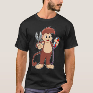 Affe als Friseur mit Schere & Razor T-Shirt