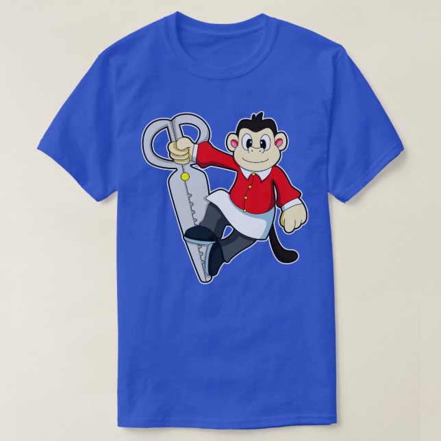 Affe als Friseur mit Schere T-Shirt (Design vorne)