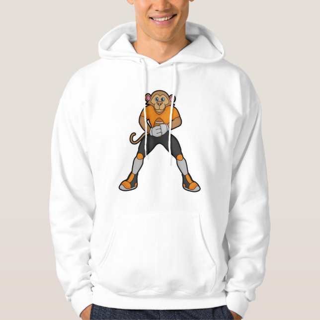 Affe als Fußballspieler mit Fußball Hoodie (Vorderseite)