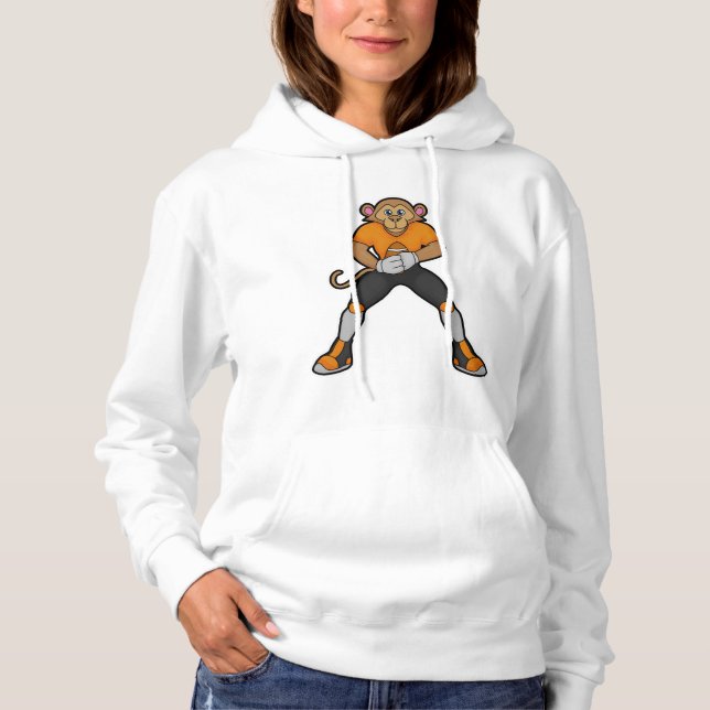 Affe als Fußballspieler mit Fußball Hoodie (Vorderseite)