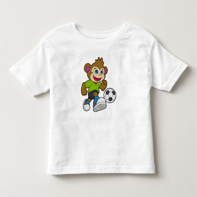 Affe als Fußballspieler mit Fußball Kleinkind T-shirt (Vorderseite)