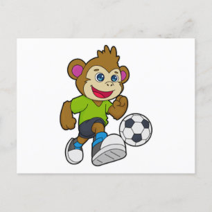 Affe als Fußballspieler mit Fußball Postkarte