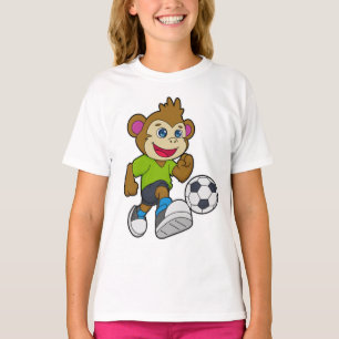 Affe als Fußballspieler mit Fußball T-Shirt