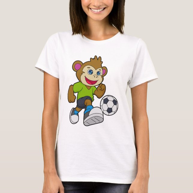 Affe als Fußballspieler mit Fußball T-Shirt (Vorderseite)