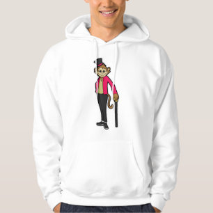 Affe als Gentleman mit Hut & Walking-Stick Hoodie