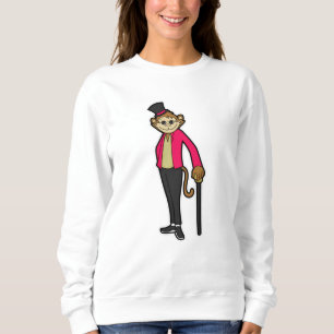 Affe als Gentleman mit Hut & Walking-Stick Sweatshirt