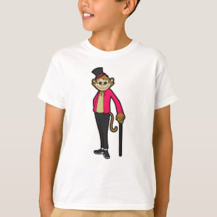 Affe als Gentleman mit Hut & Walking-Stick T-Shirt