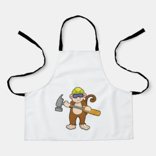 Affe als Handwerker mit Hammer Schürze