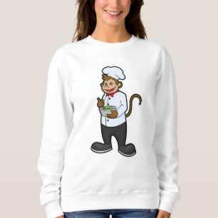 Affe als Koch mit Schüssel Sweatshirt