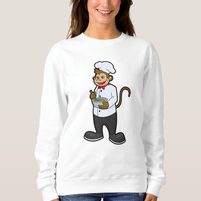 Affe als Koch mit Schüssel Sweatshirt (Vorderseite)