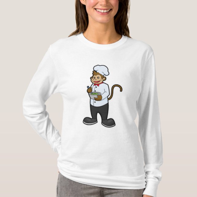Affe als Koch mit Schüssel T-Shirt (Vorderseite)