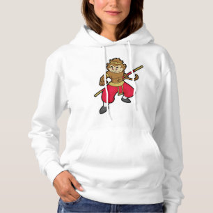 Affe als Krieger mit Stab & Headband Hoodie