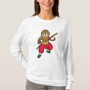 Affe als Krieger mit Stab & Headband T-Shirt