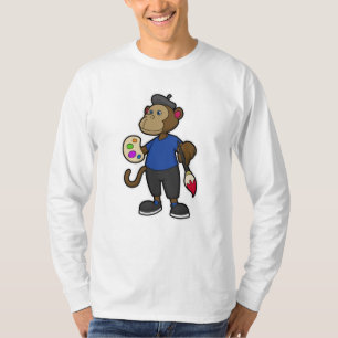Affe als Maler mit Pinsel und Pinsel T-Shirt