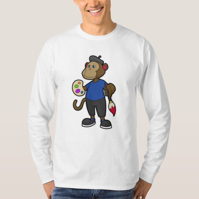Affe als Maler mit Pinsel und Pinsel T-Shirt (Vorderseite)