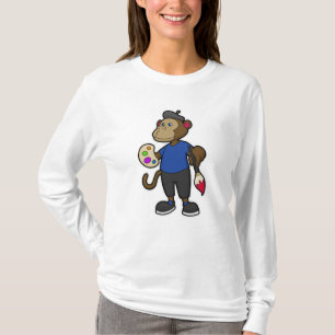 Affe als Maler mit Pinsel und Pinsel T-Shirt
