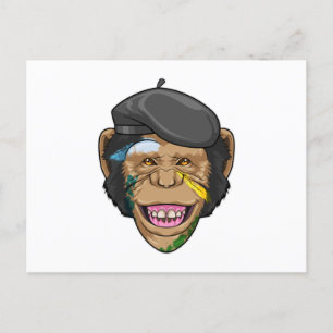 Affe als Maler Postkarte