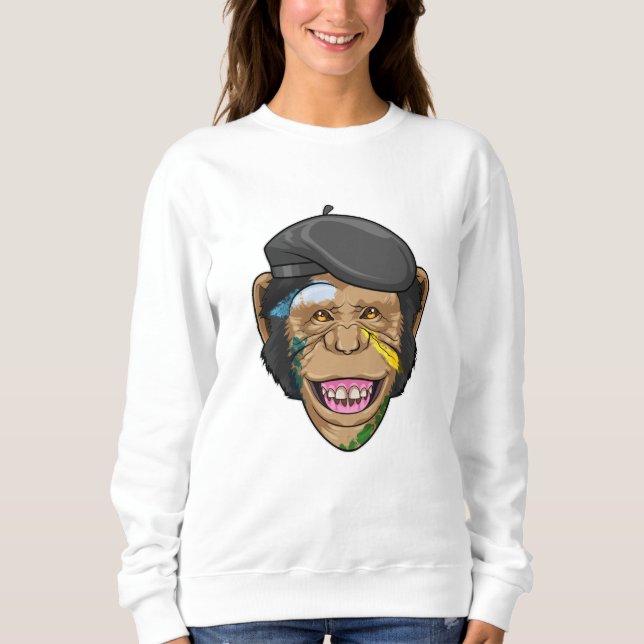 Affe als Maler Sweatshirt (Vorderseite)