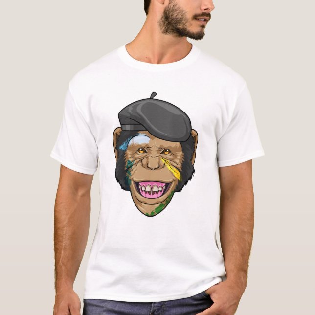 Affe als Maler T-Shirt (Vorderseite)