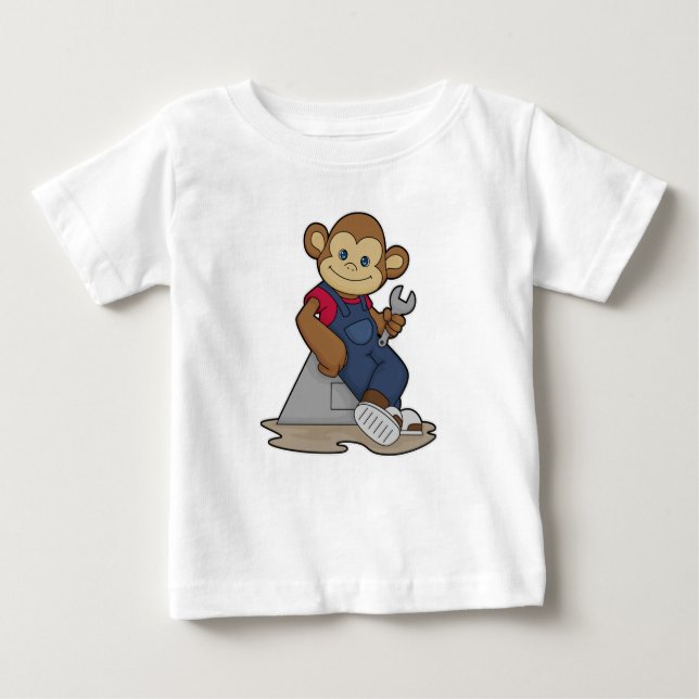 Affe als Mechanik mit Schlüssel Baby T-shirt (Vorderseite)