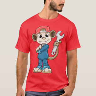 Affe als Mechanik mit Werkzeugen und Helm T-Shirt