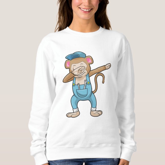 Affe als Mechaniker beim Hip Hop Dance Dab Sweatshirt (Vorderseite)