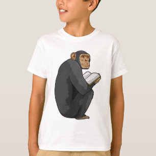 Affe als Nerd mit Buch T-Shirt