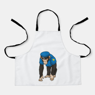 Affe als Polizeibeamter mit einheitlicher Schürze