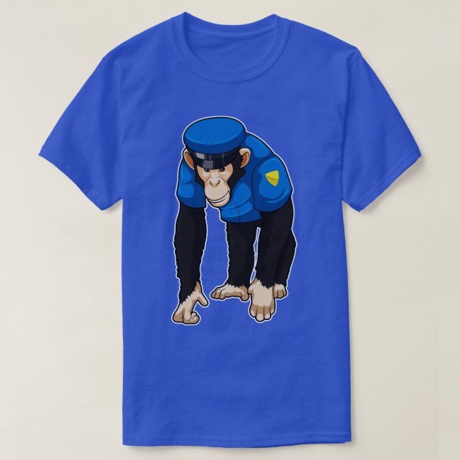 Affe als Polizeibeamter mit einheitlicher T-Shirt (Design vorne)