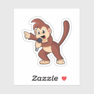 Affe als Sänger mit Mikrofon.PNG Aufkleber