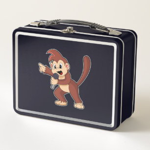 Affe als Sänger mit Mikrofon.PNG Metall Brotdose