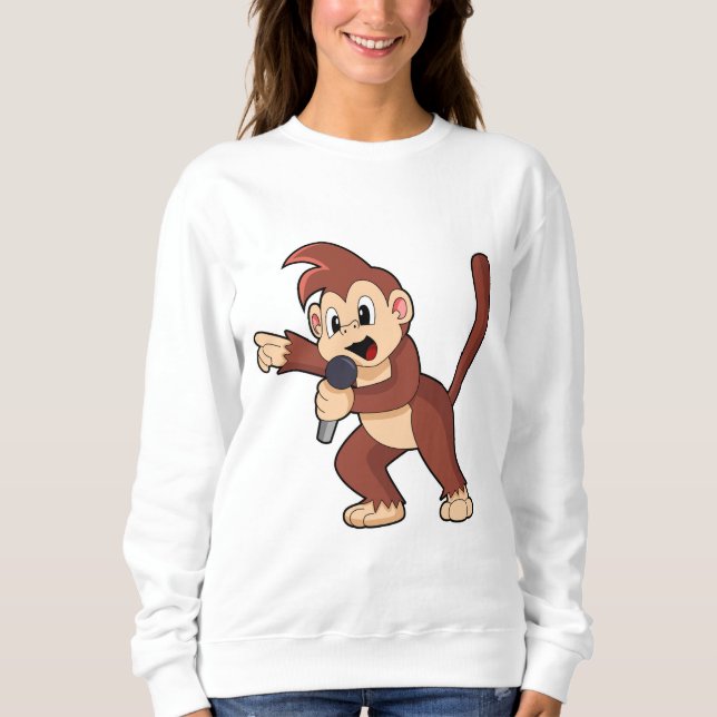 Affe als Sänger mit Mikrofon.PNG Sweatshirt (Vorderseite)