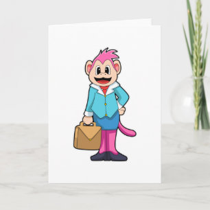 Affe als Sekretär im Beutel Karte