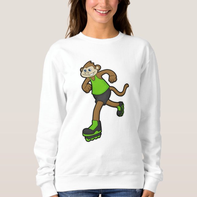 Affe als Skater mit Inline-Skaten Sweatshirt (Vorderseite)