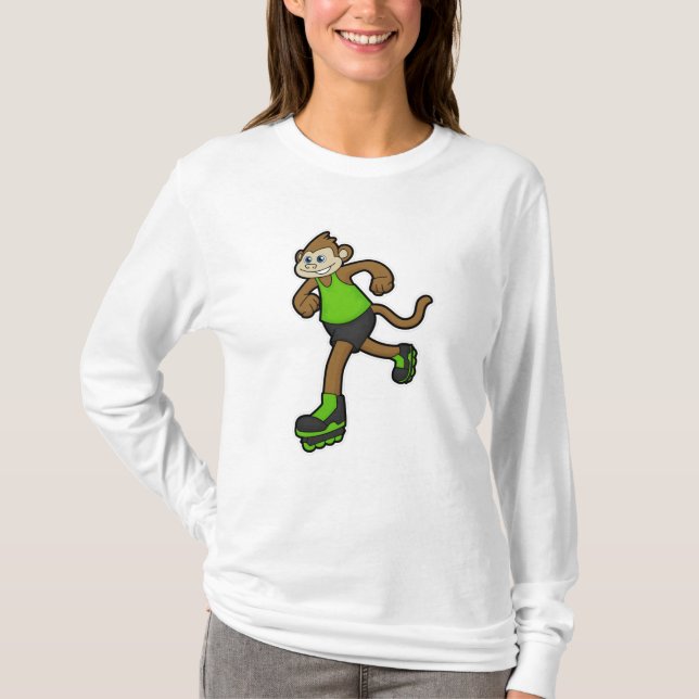Affe als Skater mit Inline-Skaten T-Shirt (Vorderseite)