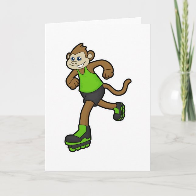 Affe als Skater mit Inline-Skates Karte (Vorderseite)