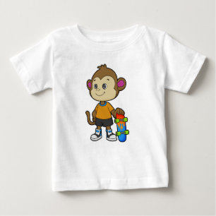 Affe als Skater mit Skateboard Baby T-shirt