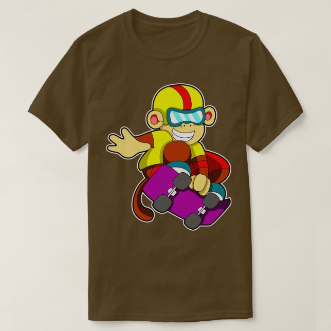 Affe als Skater mit Skateboard-Helm T-Shirt (Design vorne)