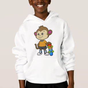 Affe als Skater mit Skateboard Hoodie