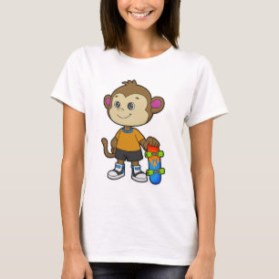 Affe als Skater mit Skateboard T-Shirt